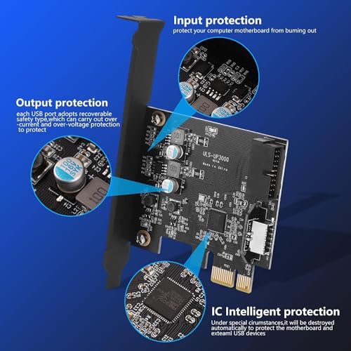 Sinefine PCIe x1 to USB 3.2 GEN1 5Gbp 19pin Front Panel Header (to Type-c Front Panel Header) + USB 3.0 20Pin Socket Expansion Card,Type-E Internal 20-pin Front Panel Connector - Image 5