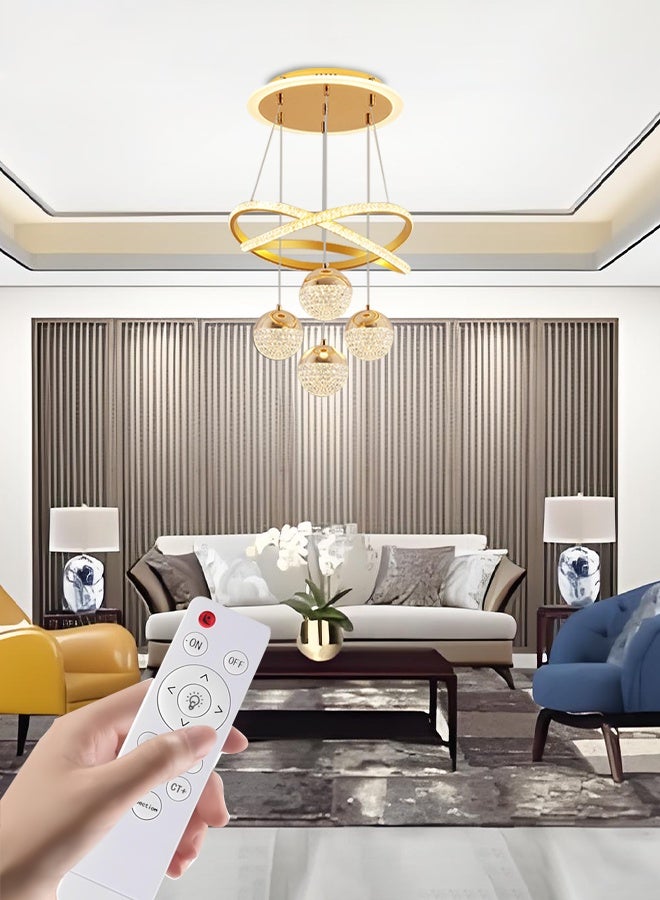 LED luxury restaurant golden chandelier Nordic bedroom living room lamp high-end style main lamp home decoration lighting fixtures - Image 1