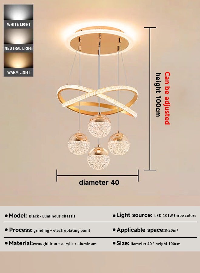 LED luxury restaurant golden chandelier Nordic bedroom living room lamp high-end style main lamp home decoration lighting fixtures - Image 5