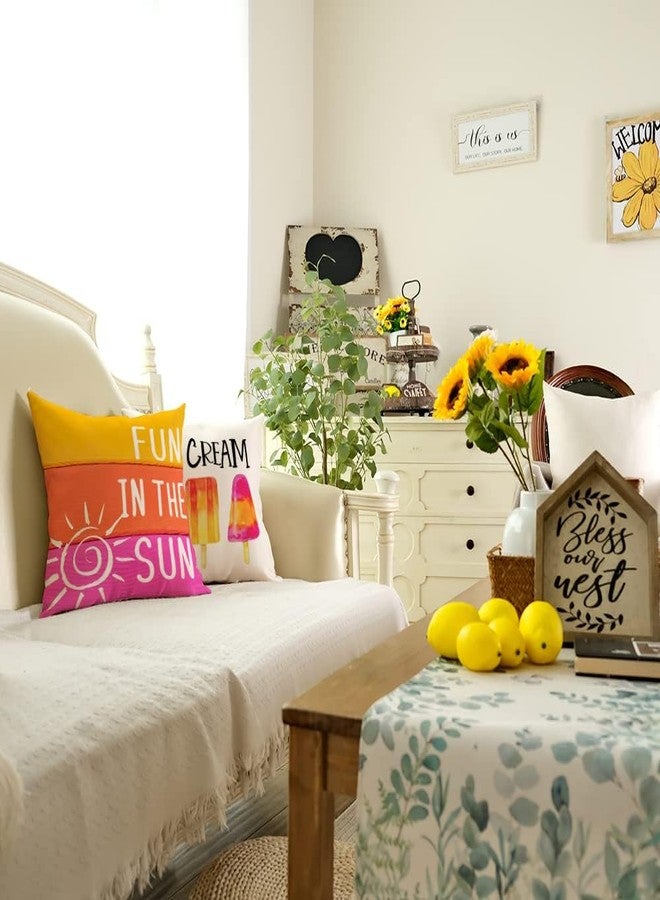 GEEORY Summer Pillow Covers 18x18 Inch Set of 4 Popsicle Ice Cream Pillows Decorative Throw Pillows with Says Fun in The Sun Summer Decorations Farmhouse Decor Cushion Case for Sofa Couch G283-18 - Image 5