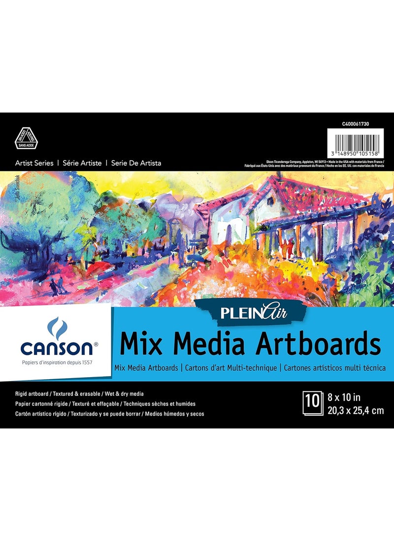 CANSON Canson Artist Series Plein Air Mixed Media Paper Fold Over Art Board 8x10 inches 10 Sheets  Artist Paper for Adults and Students  Watercolor Gouache Graphite Ink Pencil Marker 