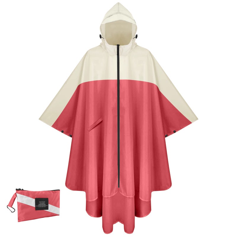 Generic Ultra Thin and Easy to Carry Cross-border Overseas AliExpress Amazon Hot Selling Outdoor Raincoat Poncho for Adult Boys and Girls A01-pink + Rice White 