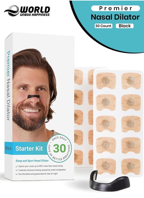 Extra Strength Nasal Strips Kit with Magnetic Dilator for Enhanced Sleep, Reduces Snoring and Boosts Oxygen Intake, Skin-Safe Snoring Solution with Applicator, 4 Reusable Bands and 30 Tabs