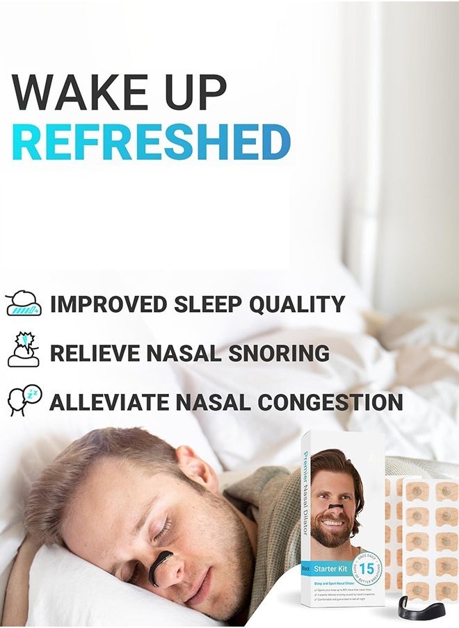 Eworld - Extra Strength Nasal Strips Kit with Magnetic Dilator for Enhanced Sleep, Reduces Snoring and Boosts Oxygen Intake, Skin-Safe Snoring Solution with Applicator, 4 Reusable Bands and 30 Tabs - Image 1