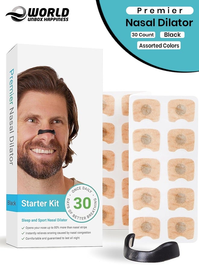 Eworld Assorted Colors Nasal Strips Kit with Magnetic Dilator, Reduces Snoring & Boosts Oxygen, 4 Bands + 30 Tabs - Image 1