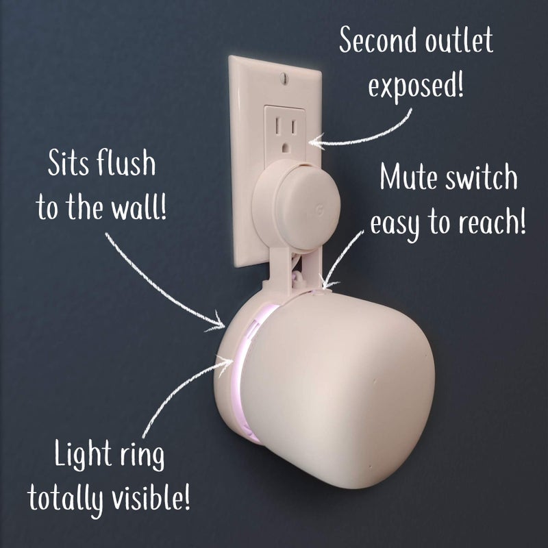 Mount Genie Nest WiFi Point Genie: The Simplest Lowest Profile Outlet Holder Mount for Google Nest WiFi Point | Reinforced Support | Great Sound | Open Access | No Messy Screws! (2-Pack) - Image 4