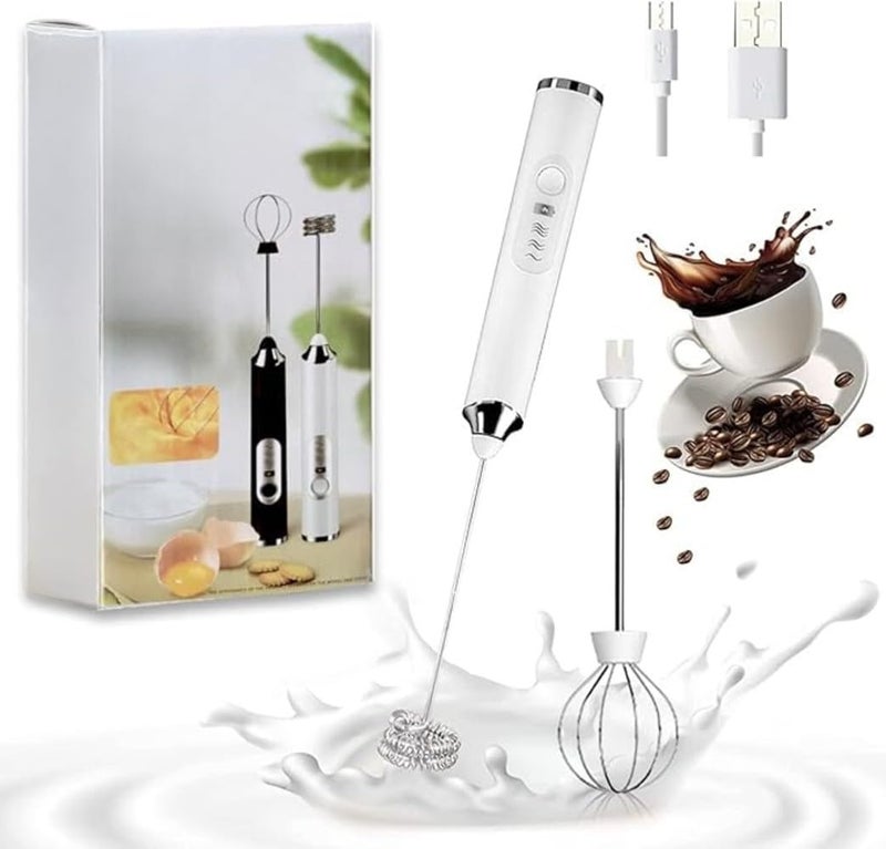 AVELORNOV Rechargeable USB Electric Milk Frother 3-Speed Handheld Blender with Whisk Attachments 1800mAh - Image 1