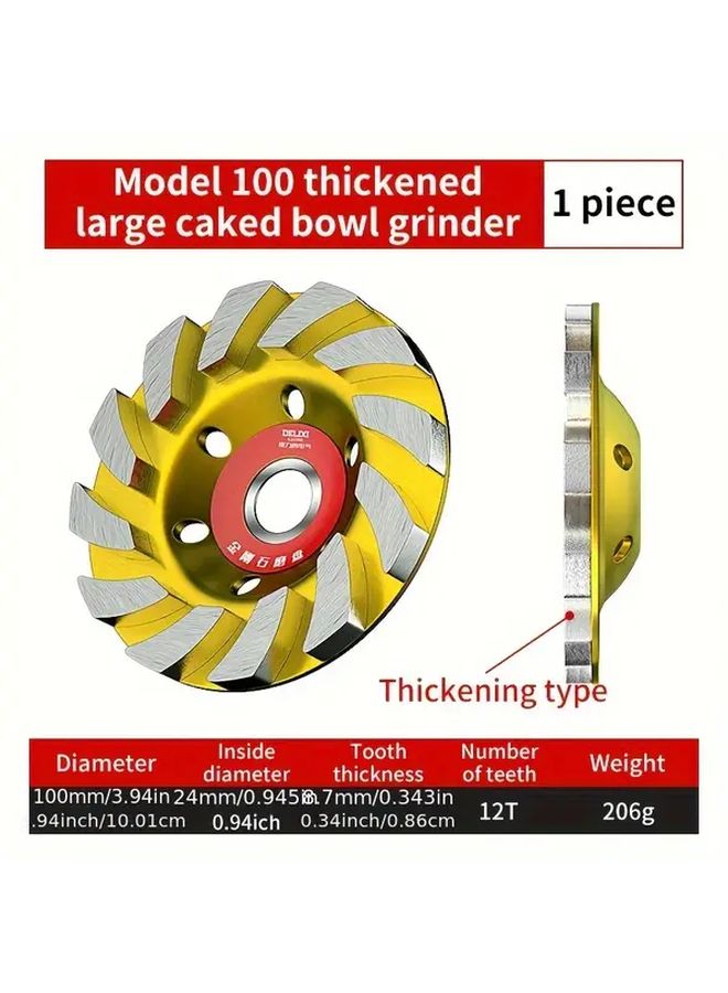 Thickened Grinding Disc 1pc For Concrete Turbine Cup Wheel Masonry Marble Granite - Image 1