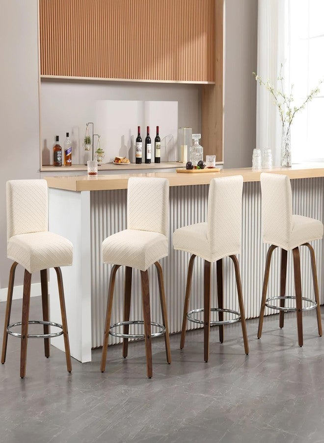 Fuloon Waterproof Bar Stool Covers 4 PCS, Stretch Pub Stool Chair Slipcover Counter Stool Cover Bar Stool Slipcovers with Backs Removable Washable for Kitchen, Dining Room (Beige, 4PCS) - Image 2