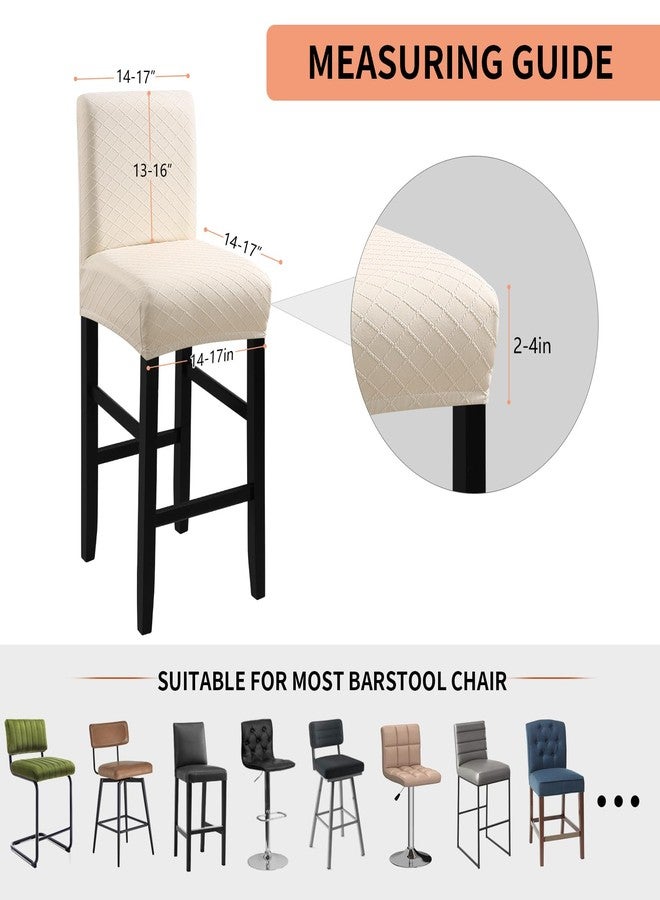 Fuloon Waterproof Bar Stool Covers 4 PCS, Stretch Pub Stool Chair Slipcover Counter Stool Cover Bar Stool Slipcovers with Backs Removable Washable for Kitchen, Dining Room (Beige, 4PCS) - Image 4