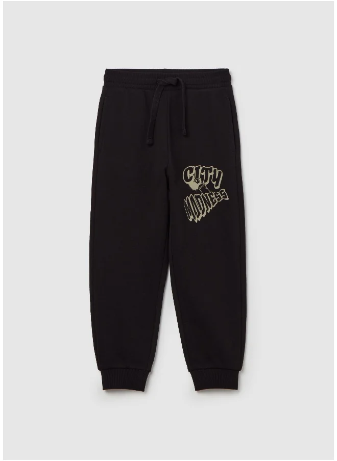 Ovs Fleece joggers with drawstring and print