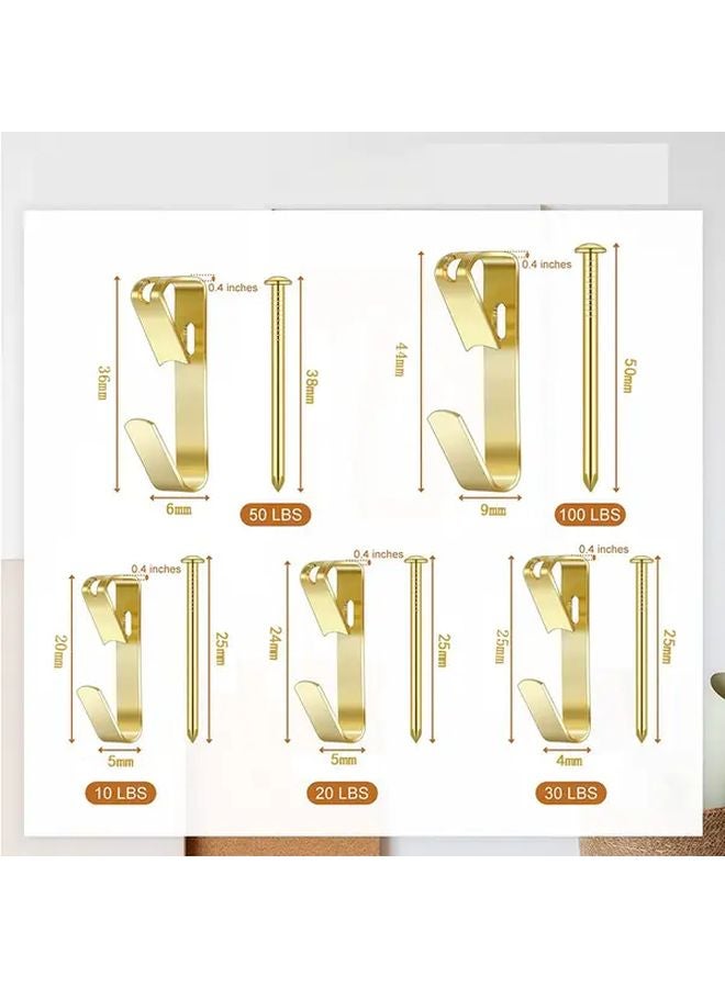 ١٠٠ قطعة خطاف حائط معدني ذهبي متين للحمل من ١٠ إلى ١٠٠ رطل للجدار - Image 3