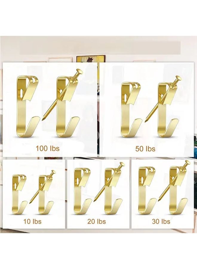 ١٠٠ قطعة خطاف حائط معدني ذهبي متين للحمل من ١٠ إلى ١٠٠ رطل للجدار - Image 5