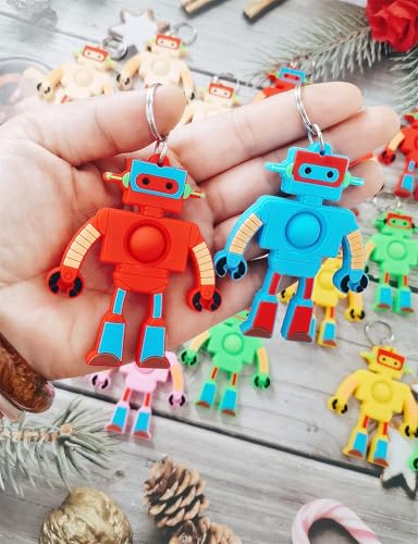 mypush popo 24 Packs Robot Presents Bulk Rainbow Fidgets Classroom Students Gifts from Teacher Mini Pop Christmas Prizes Party Favors for Kids - Image 5