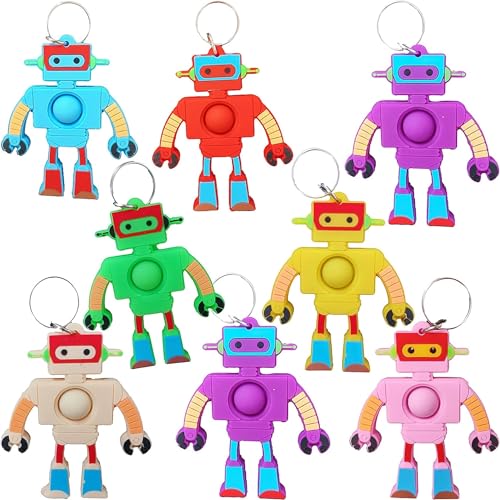 mypush popo 24 Packs Robot Presents Bulk Rainbow Fidgets Classroom Students Gifts from Teacher Mini Pop Christmas Prizes Party Favors for Kids - Image 1