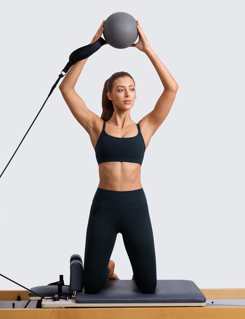 Women's Scoop Neck Sports Bra, Wireless Light Support Double Lined Workout Bra for Yoga and Gym - Image 4