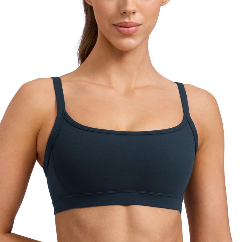 Women's Scoop Neck Sports Bra, Wireless Light Support Double Lined Workout Bra for Yoga and Gym - Image 1