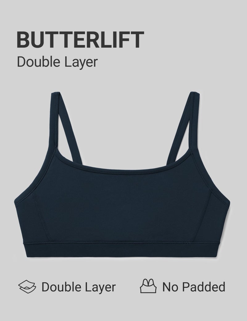 Women's Scoop Neck Sports Bra, Wireless Light Support Double Lined Workout Bra for Yoga and Gym - Image 3