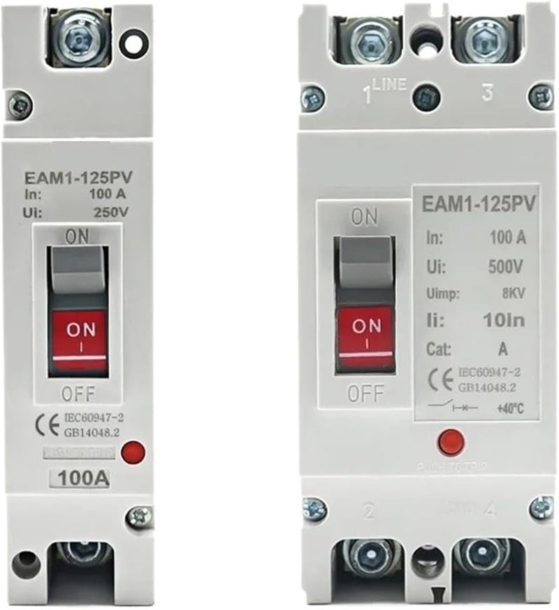 80A 2P قاطع تيار مولّد للطاقة الشمسية بقوالب مخصصة، مفتاح حماية من التحميل الزائد 250 فولت 500 فولت لأنظمة الطاقة الشمسية الكهروضوئية - Image 1
