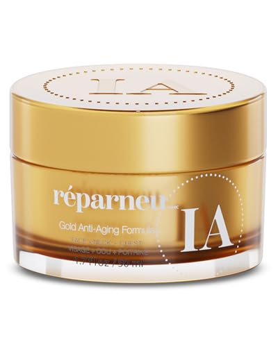 InfiniteAloe rÃ©parneu Gold Anti-Aging Formula, Neck Firming, Face Tightening, Anti Wrinkle Face Cream - Organic Aloe Powered with Collagen, Peptides & Retinyl - 1.7oz Jar - Image 1