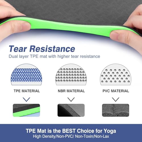 WErFIT Yoga Mat for Men and Women with Cover Bag | Exercise mat for home workout | Size: 2 X 6 Feet, 6 mm Thick Mats, TPE material | Gym Mat for Fitness, Pilates, and Meditation, Anti-Tear, Anti-Slip - Image 3