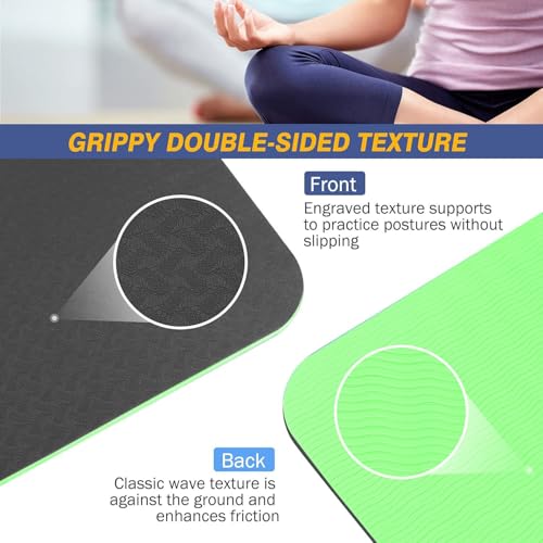 WErFIT Yoga Mat for Men and Women with Cover Bag | Exercise mat for home workout | Size: 2 X 6 Feet, 6 mm Thick Mats, TPE material | Gym Mat for Fitness, Pilates, and Meditation, Anti-Tear, Anti-Slip - Image 4