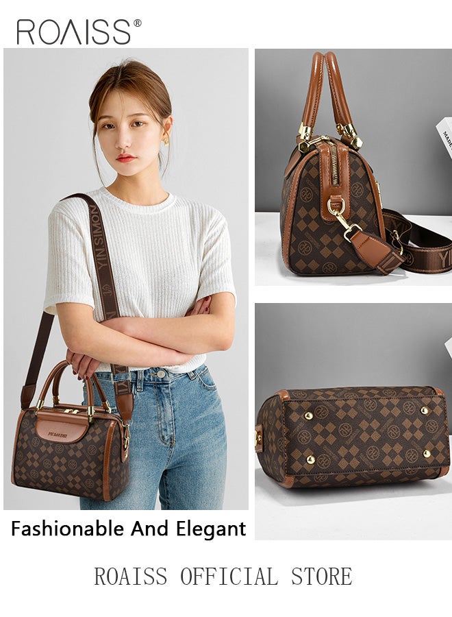 roaiss Elegant Exquisite Handbags for Women Classic Pillow Shape Ladies Shoulder Crossbody Bags Brown with Silk Scarf and Gift Bag Suitable for Birthday Gift Anniversary or Ramadan - Image 3