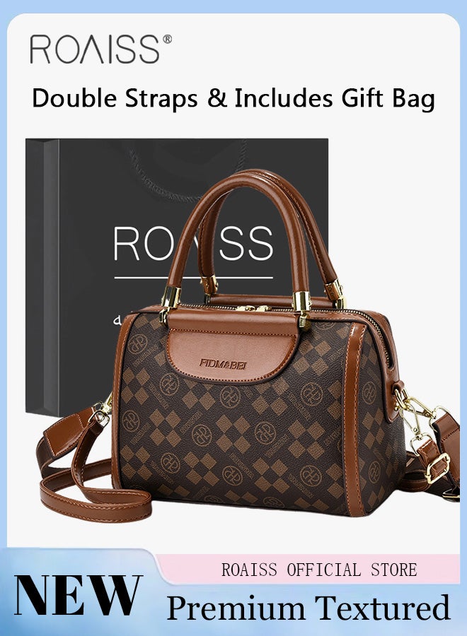 roaiss Elegant Exquisite Handbags for Women Classic Pillow Shape Ladies Shoulder Crossbody Bags Brown with Silk Scarf and Gift Bag Suitable for Birthday Gift Anniversary or Ramadan - Image 2