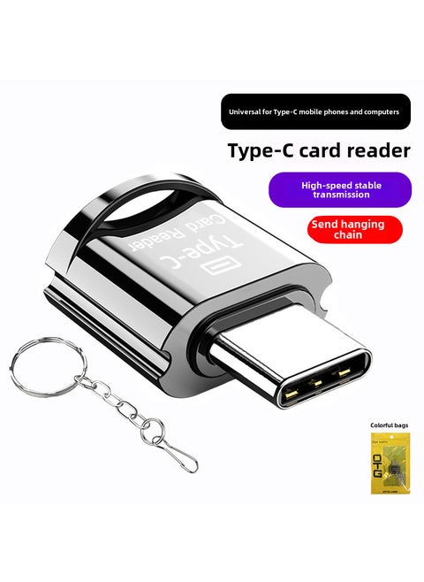 Type-C Android TF Card ReaderType-C portable card reader-silver [with chain color bag]] Type-C portable card reader-silver [with chain color bag]]