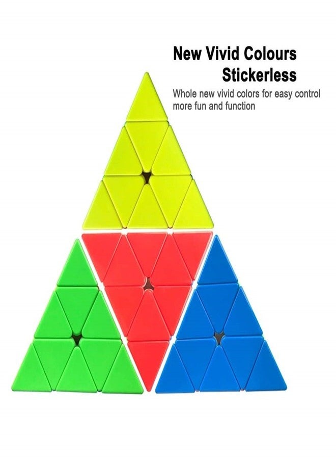 FRATELLI Speed Cube - High Speed Sticker Less Magic Puzzle Cube Game Toy Stress Buster Brainstorming Puzzle Cube Made in India - BIS Certified (3x3 Speed Cube+Pyramid Cube Combo) - Image 4