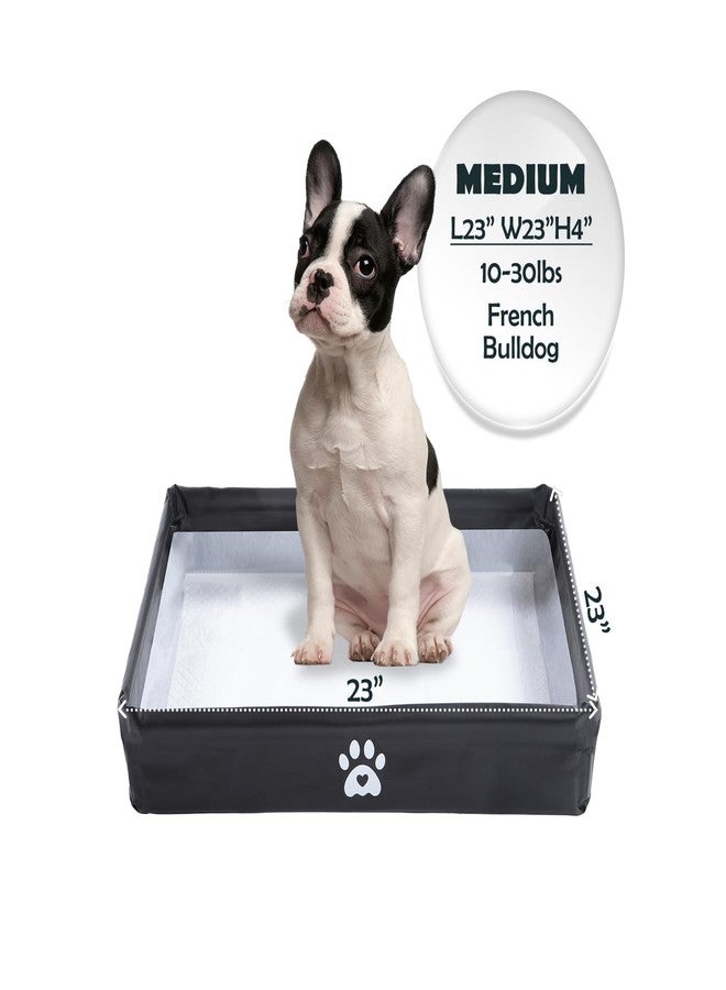 MEEXPAWS Dog Pee Pad Holder Tray Foldable, Puppy Pad Holder Liner Base High Side, Dog Litter Box Indoor for 22’’x22’’ Pee Pads, Training Pad Holder Leak-Proof, Potty Pad Holder for Dogs Easy Clean - Image 1