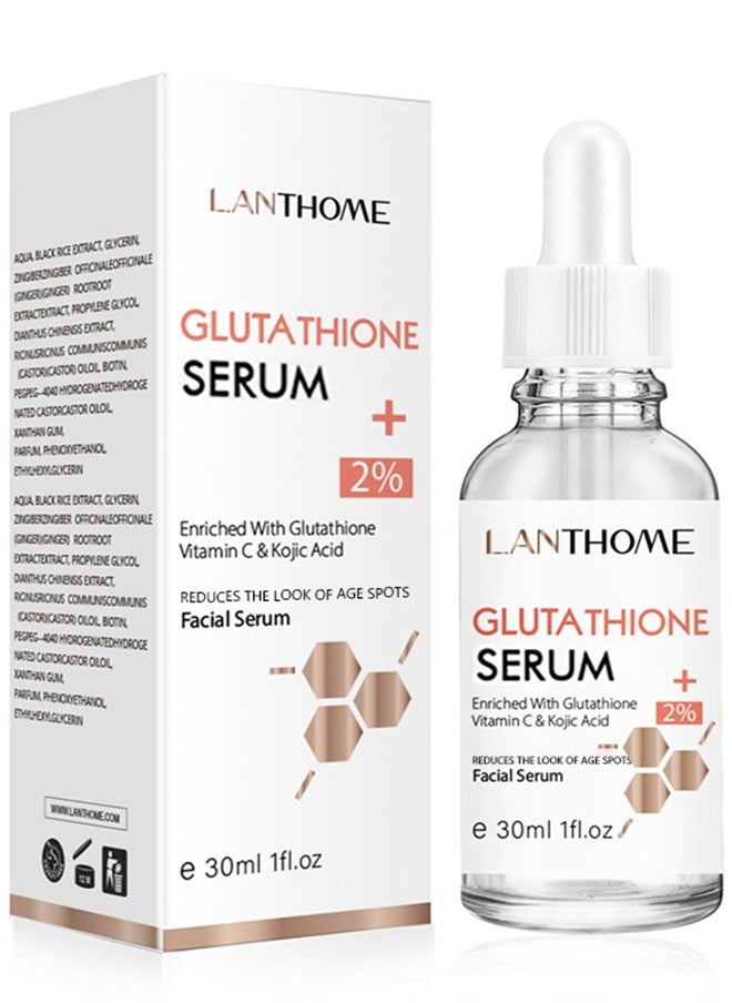 Lanthome - Glutathione Serum 30ml Natural Skin Nourishing Resurfacing Fade Vitamin C & Kojic Acid Serum Brighting Dark Spots Acne Scars Intensively Hydrating Soothing Provide Elastic Youthful Skin - Image 1
