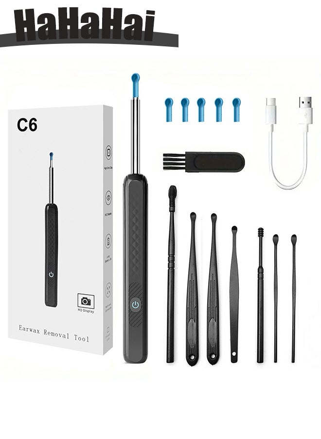 HaHaHai Ear Wax Removal, Wireless Ear Cleaner Ear Cleaning Kit with 7 Pcs Ear Pick Set, Wax Elimination Spoon Kit with 6 Soft Silicone Ear Scoops, Ear Wax Removal Tool for Smartphones - Image 1