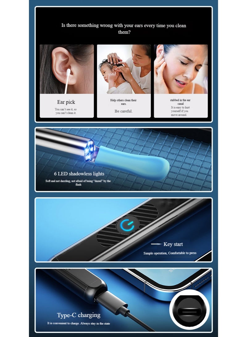 HaHaHai Ear Wax Removal, Wireless Ear Cleaner Ear Cleaning Kit with 7 Pcs Ear Pick Set, Wax Elimination Spoon Kit with 6 Soft Silicone Ear Scoops, Ear Wax Removal Tool for Smartphones - Image 4
