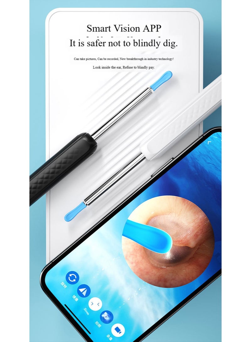 HaHaHai Ear Wax Removal, Wireless Ear Cleaner Ear Cleaning Kit with 7 Pcs Ear Pick Set, Wax Elimination Spoon Kit with 6 Soft Silicone Ear Scoops, Ear Wax Removal Tool for Smartphones - Image 3