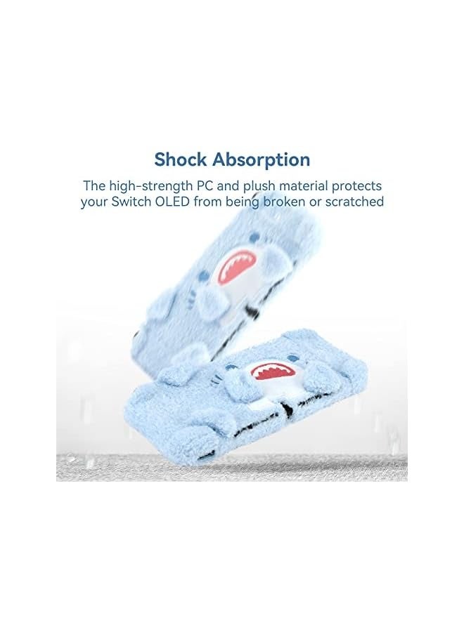 PROMASS Cute Plush Protective Case Cover - Shock-Absorption and Anti-Scratch Skin Case Compatible with Switch OLED Model - Plush Shark - Image 3