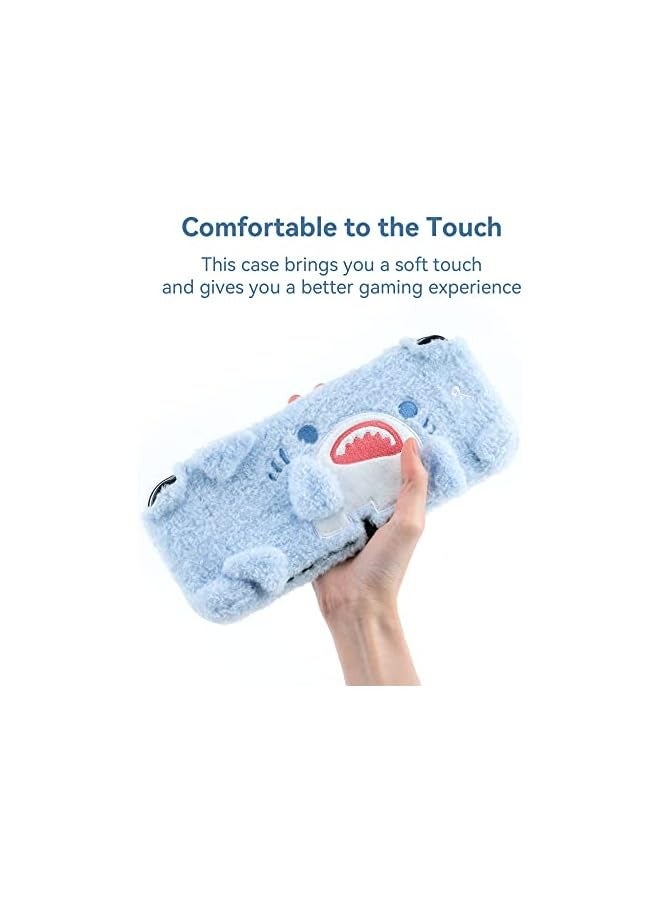 PROMASS Cute Plush Protective Case Cover - Shock-Absorption and Anti-Scratch Skin Case Compatible with Switch OLED Model - Plush Shark - Image 4