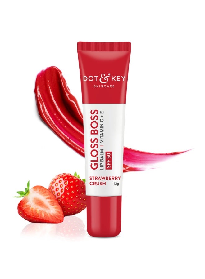 Dot & Key Strawberry Lip Balm (12gm) for Moisturization | Soft and Naturally Brightens Lips |Tinted Lip Balm with SPF 50 & Vitamin C + E | Lipbalm for Dry & Dark Lips | For Women - Image 1