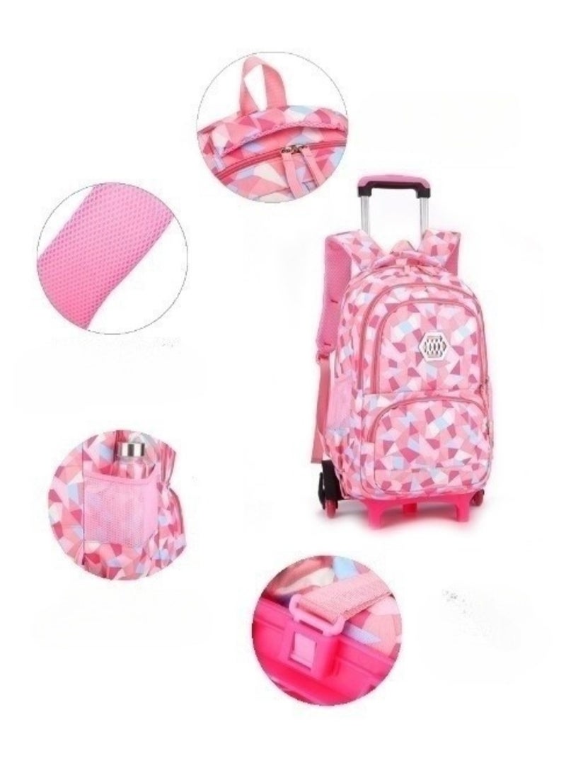 هويتك حقيبة مدرسية هندسية ملونة مع عجلات - Image 3