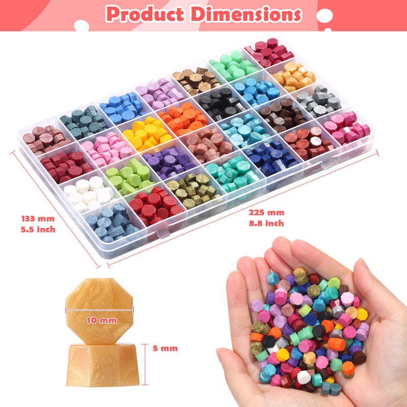 Caffox 728Pcs Sealing Wax Beads, Sealing Wax Pellets for Wax Seal Stamp, Letter Wax Seal Kit for Letter Stamp Sealing and DIY Craft (28 Colors) - Image 3