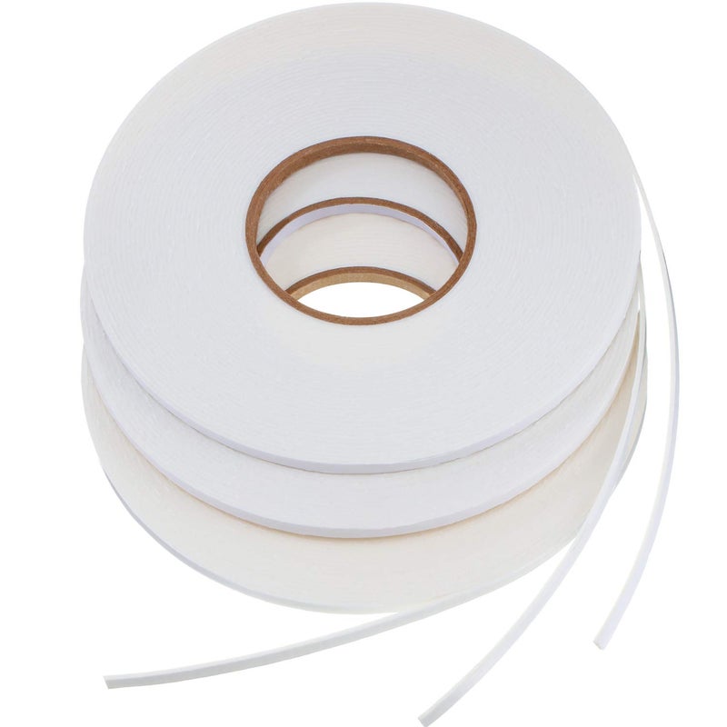 cheekyglo 3 Rolls Double Sided Foam Tape PE Roll Foam Tape Double Faced Sponge Adhesive Mounting Tape (White, 1/4 Inch by 50 Feet) White 1/4 Inch by 50 Feet - Image 1