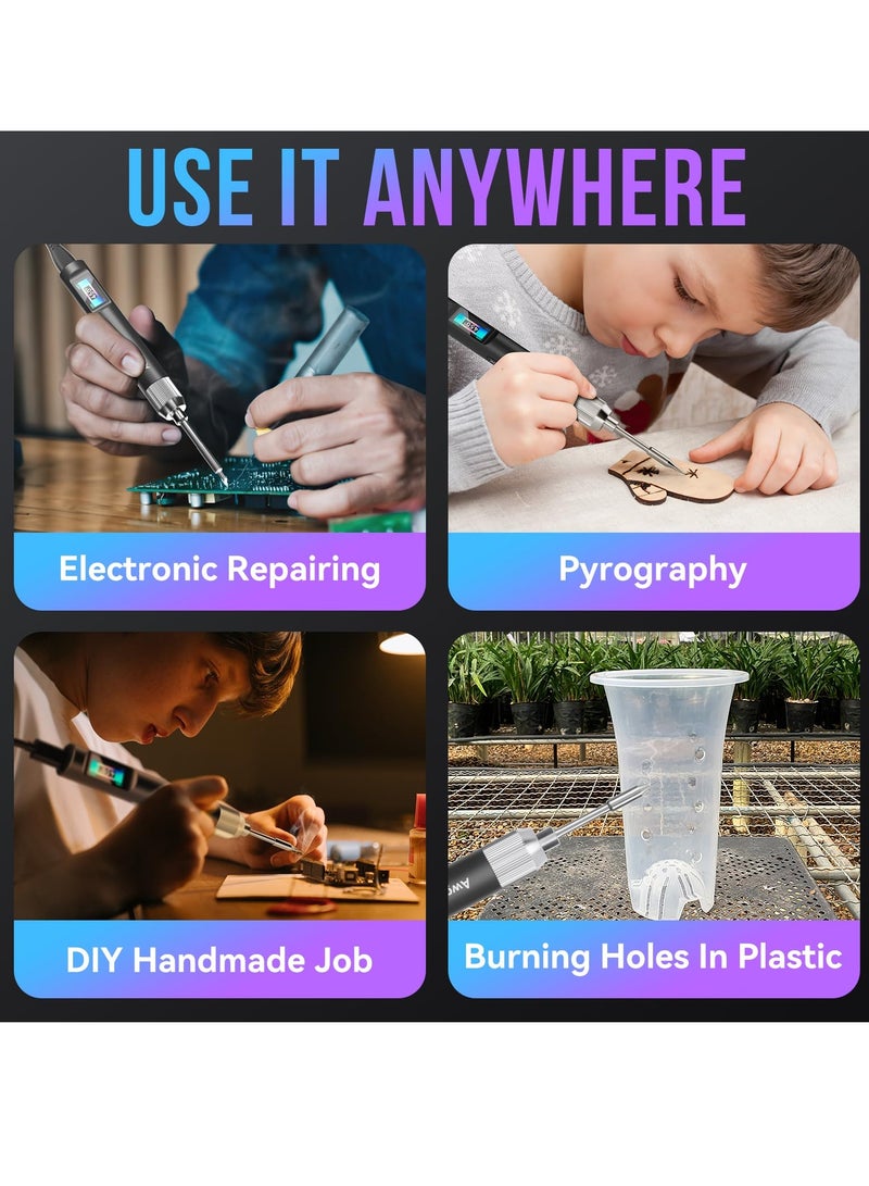 Zikra Soldering Iron Soldering Tool Hd Color Display Temperature Control Accurate 392¬∞F-842¬∞F Smart Mini Portable Soldering Iron Usb Soldering Iron Fast Heating With 2 charging cords. - Image 3