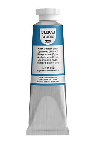 Lukas Studio Artist Oil Color Paints Highpigment oil paint made with natural binder for artist painting more Cyan Blue Primary 37 mL - Image 1