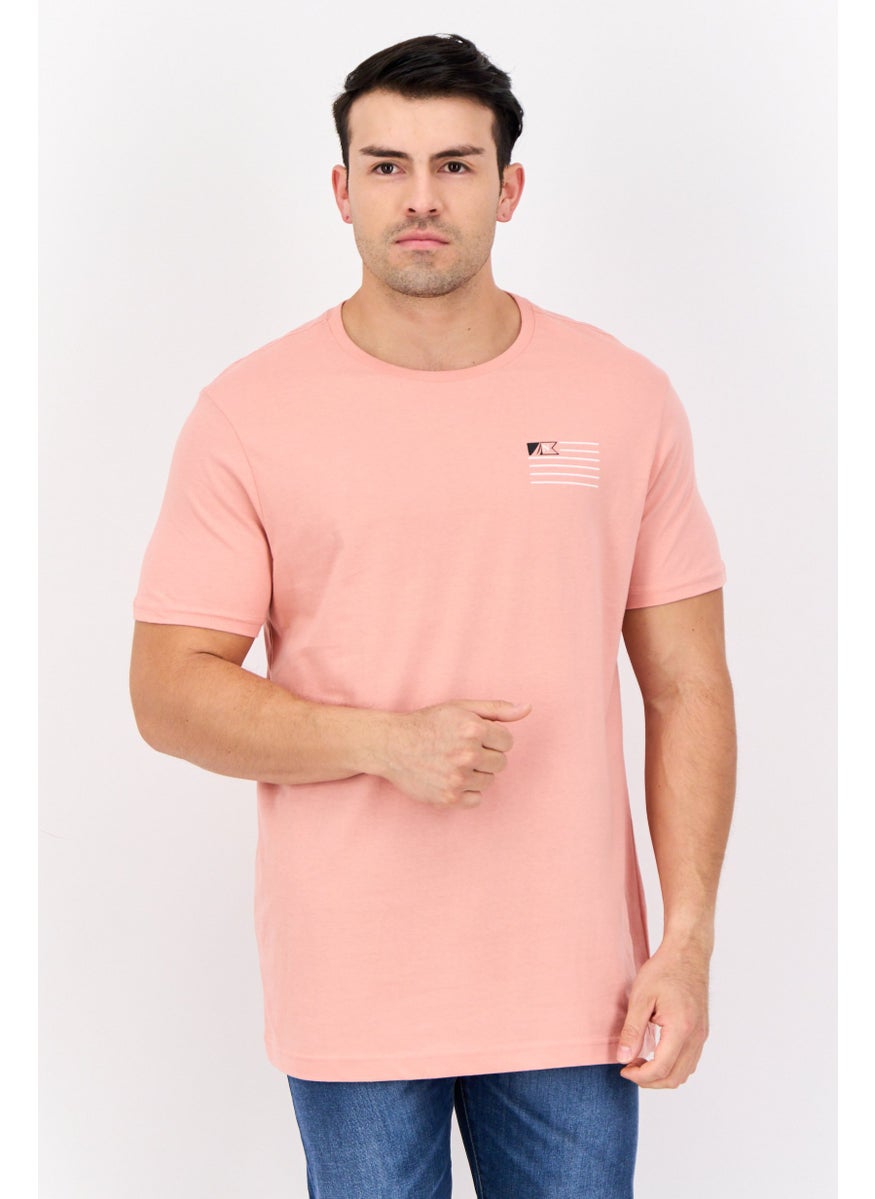 NAUTICA - Men Crew Neck Short Sleeve Brand Logo T-Shirt, Pink - Image 1