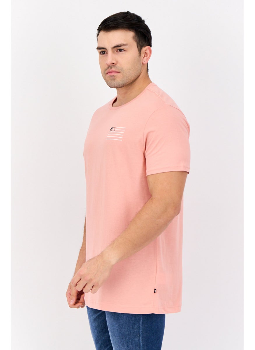 NAUTICA - Men Crew Neck Short Sleeve Brand Logo T-Shirt, Pink - Image 1