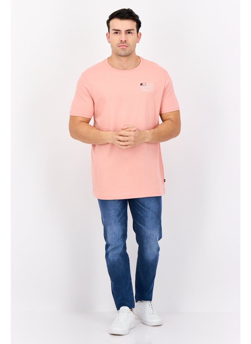 NAUTICA - Men Crew Neck Short Sleeve Brand Logo T-Shirt, Pink - Image 1