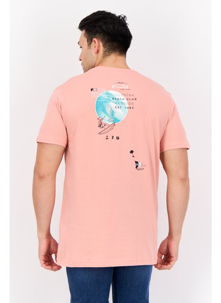 NAUTICA - Men Crew Neck Short Sleeve Brand Logo T-Shirt, Pink - Image 1