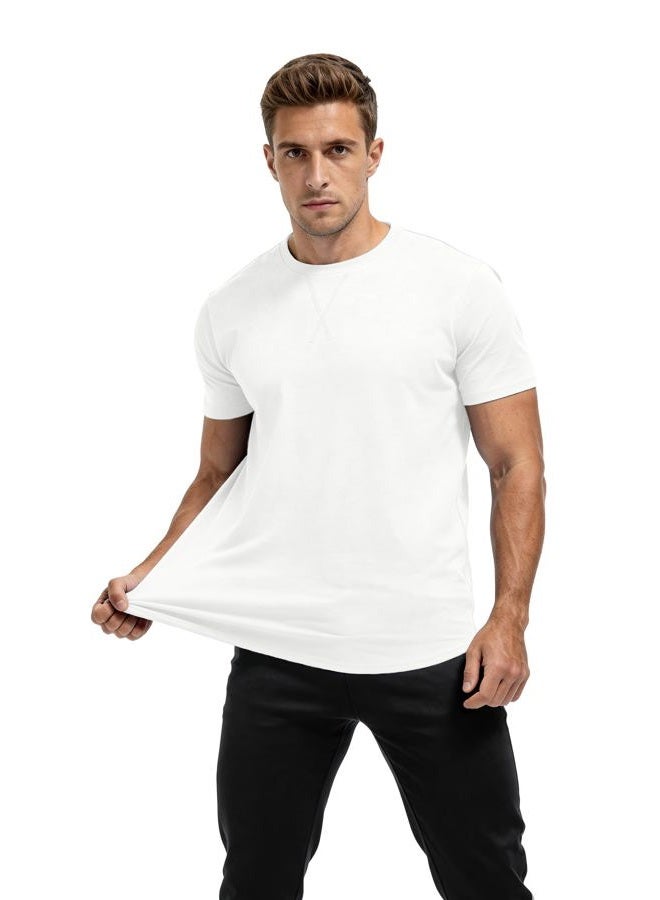 Comdecevis Men's 2-Pack Cotton Hipster Longline Crewneck T-Shirt Stylish and Comfortable, Black+white, XL - Image 2