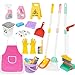 deAO Kids Cleaning Set 17 PcsToy Cleaning Set Includes BroomMopBrushDust PanDusterSpongeClothesSpray Bucket Caution SignPretend Housekeeping Play Set - Image 2
