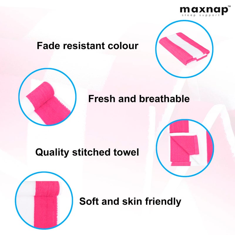 MAXNAP SunStripe - Premium Cabana Striped Towel Set – 100% Cotton, Soft & Quick-Dry, Pool Towels for Adults – Set of 2, 67 x 137 cm, Pink Colour - Image 2
